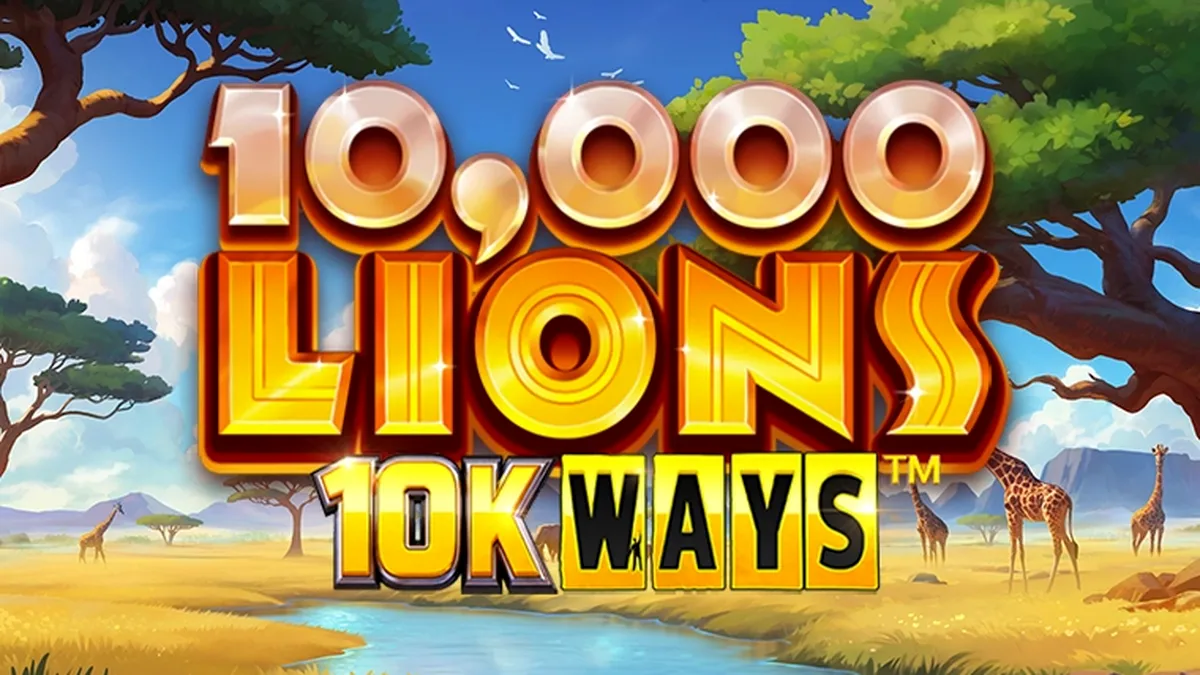 Tampilan visual slot 10,000 Lions 10K Ways dengan tema alam liar yang megah.