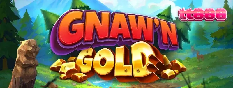 Tampilan visual slot Gnaw’n Gold dengan tema hutan dan berang-berang